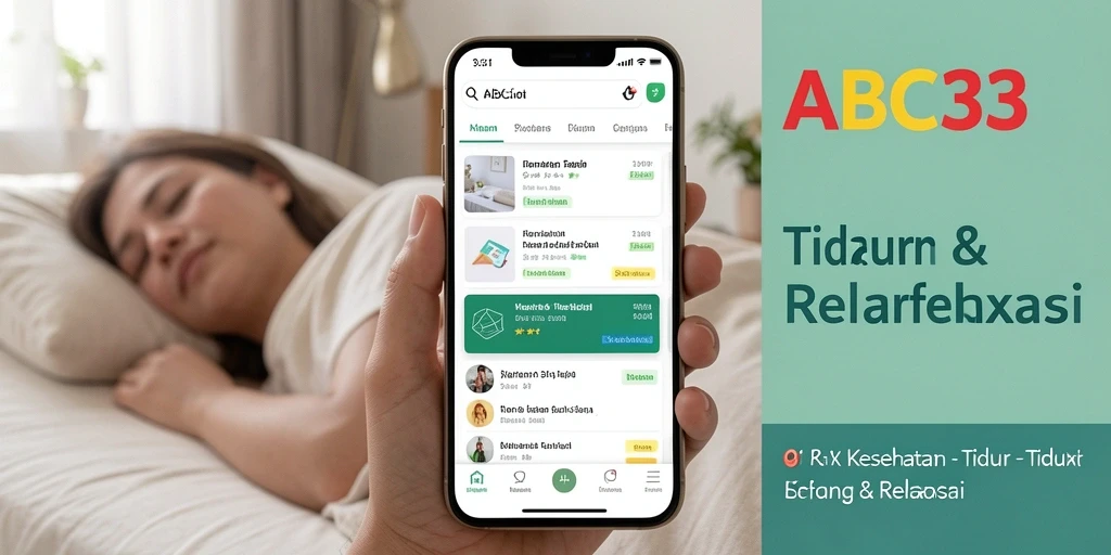 Tampilan antarmuka aplikasi ABC33 dengan fitur Tidur & Relaksasi.