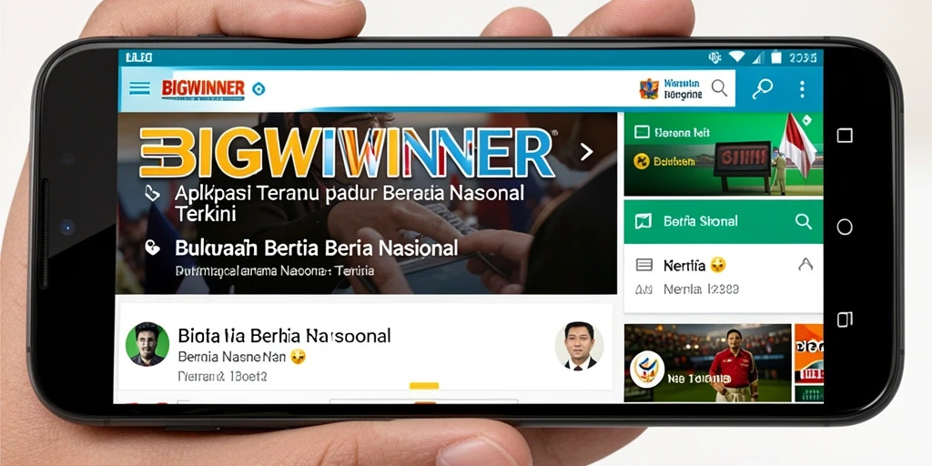 Tampilan antarmuka aplikasi BIGWINNER dengan berita terkini dan navigasi yang mudah.