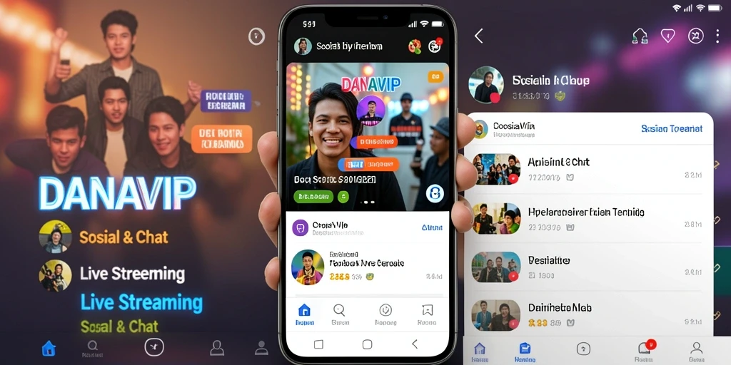 Tampilan antarmuka aplikasi Live Streaming DANAVIP yang menarik dan interaktif.