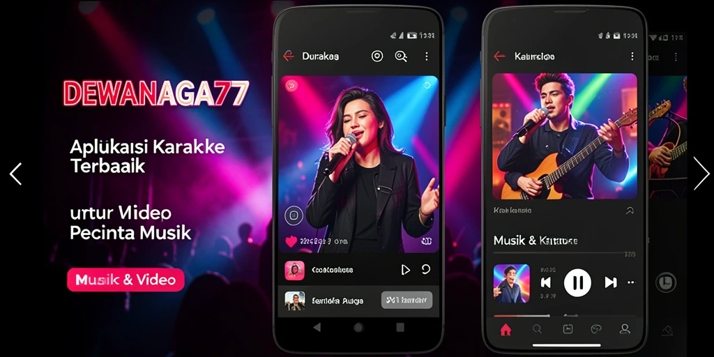 Tampilan antarmuka aplikasi Karaoke DEWANAGA77 yang menarik dan intuitif.