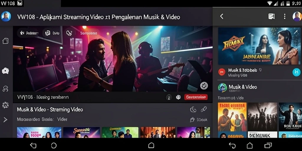 Antarmuka VW108 yang menarik untuk Streaming Video dengan berbagai pilihan konten.